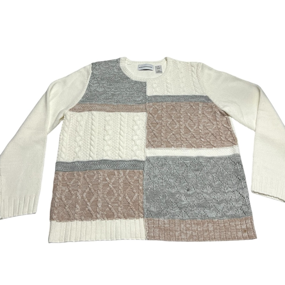 Alfred Dunner - Women’s Acrylic Colorblock Cable Knit Sweater Sz. MD/LG